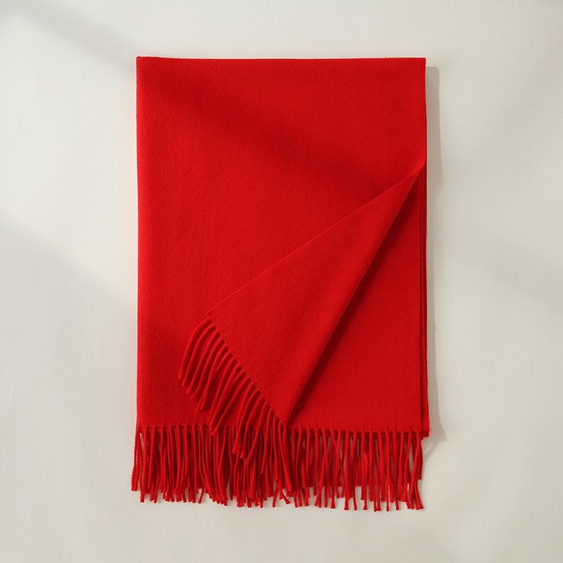Imitation Cashmere Scarf Autumn and Winter New Solid Color Mid Length Warm Scarf Japanese and Korean Sweet Fashion Tassel Scarf