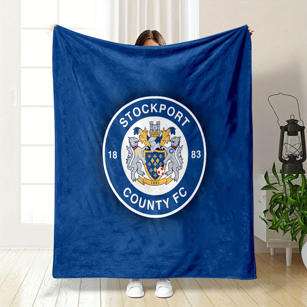 "Stockport County FC Logo" Patterned blanket, flannel, suitable for all seasons, home decor, warm and cozy