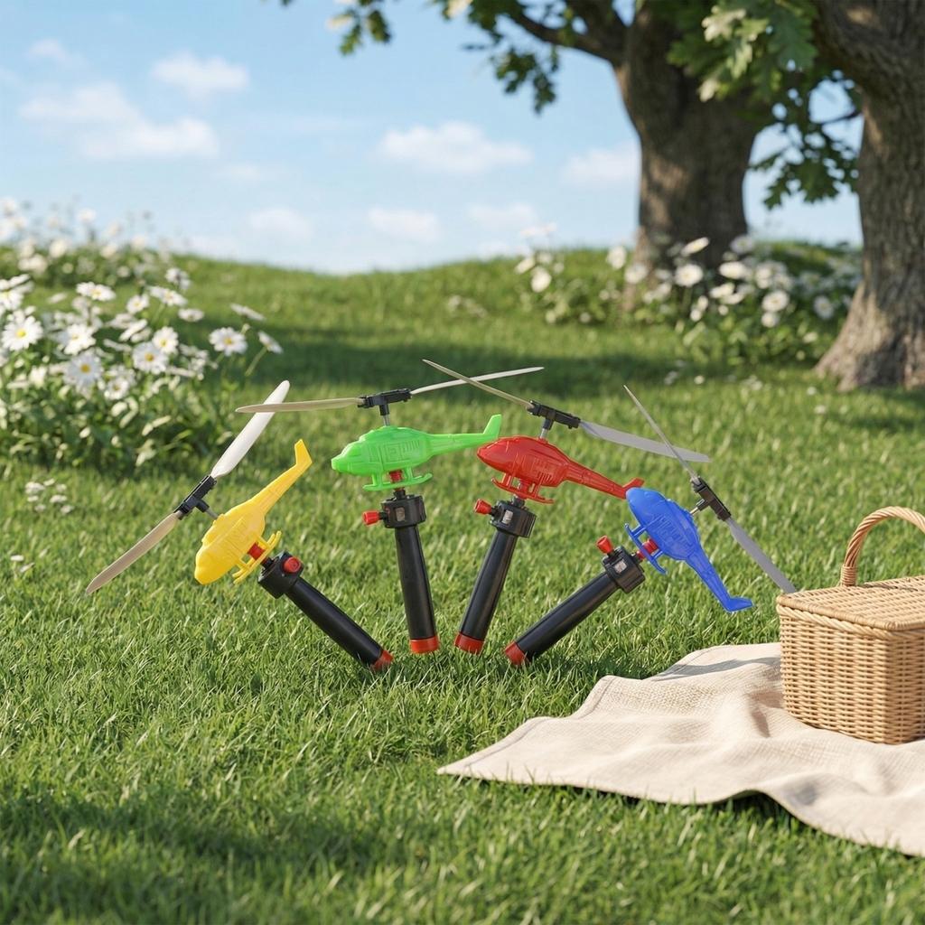 Handle Cable Powered Helicopter Outdoor Airplane Toy