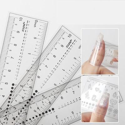 2 Stück transparentes PVC-Nagelkunst-Softlineal, falsche Nagelspitzen, Größenmessung, Nagelkunst, Diamantmessung, Maniküre-Werkzeug
