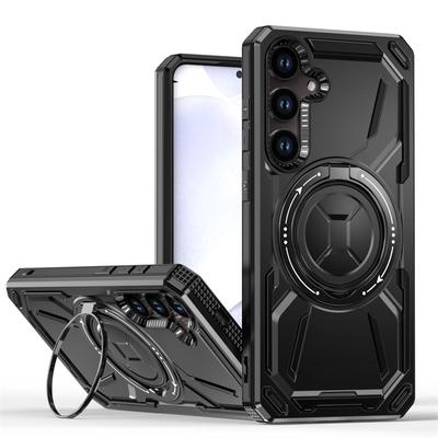 Vojenský pancéřový magnetický stojánek pro Samsung Galaxy S24 Ultra Kryt na telefon Držák prstenu Tvrdý Kryt s plnou ochranou