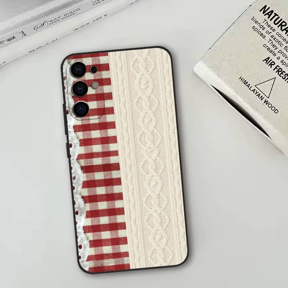 Splicing Grid Style Phone Case For Samsung S25,S24,S21,S22,S23,S30,Ultra,S20,Plus,Fe,Soft Silicone Black Cover