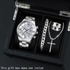 4 Pcs/set, Men's Watch Fashionable Watch Set Perfect for Daily Wear 1 pcWatch+1 Pc Necklace+1pc Bracelet+1pc Ring,  Gift for Men
