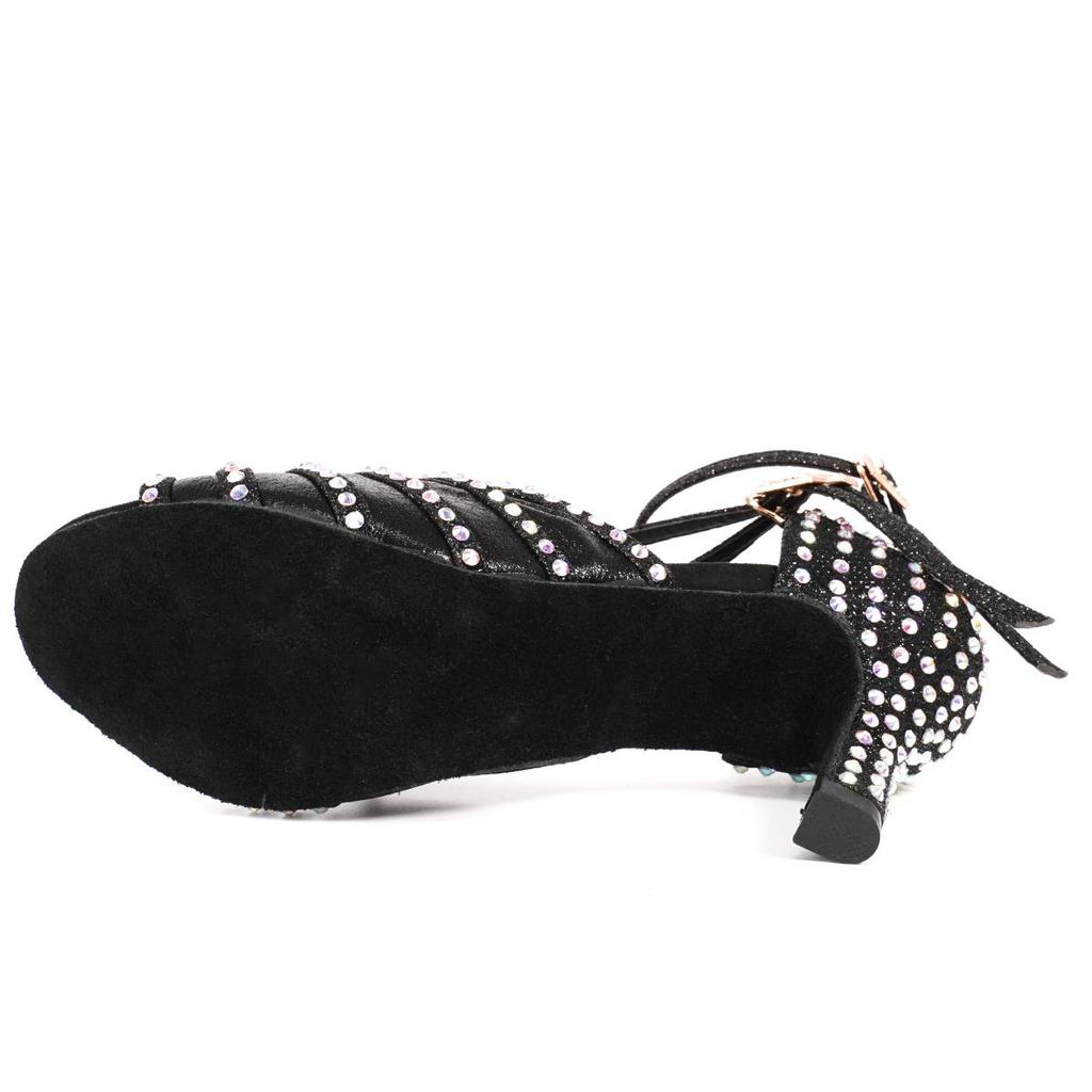 Damskie buty do tańca latynoamerykańskiego, lśniące cyrkonie, buty do tańca nowoczesnego, wysoki obcas 7,5 cm