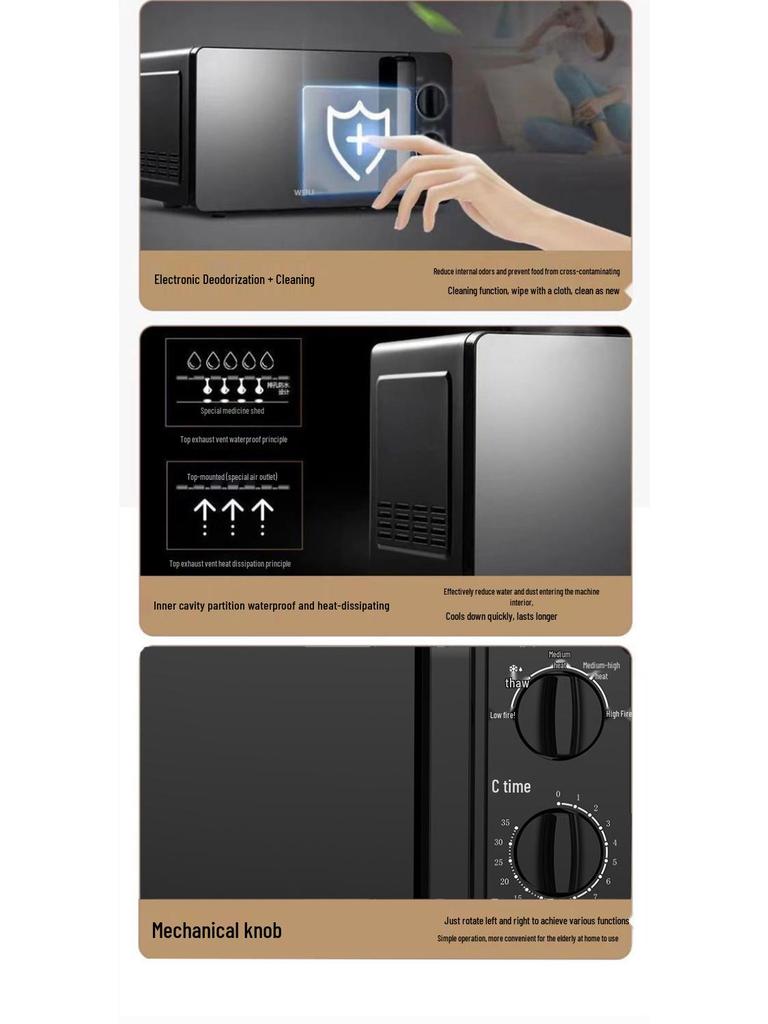 Household Microwave Oven with Turntable, Even Heating, Nutritional Defrosting, and Five Power Levels - Free Shipping