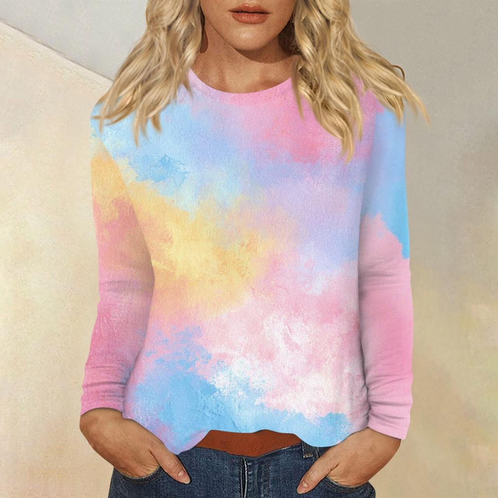 Women's Daily Casual Long-sleeved Printed O-neck Top