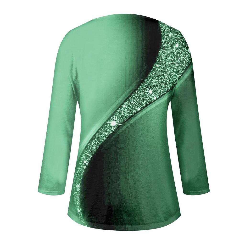 3/4 Sleeve Shirts For Women Retro Print Graphic Tees Blouses Casual Plus Size Basic Tops Pullover