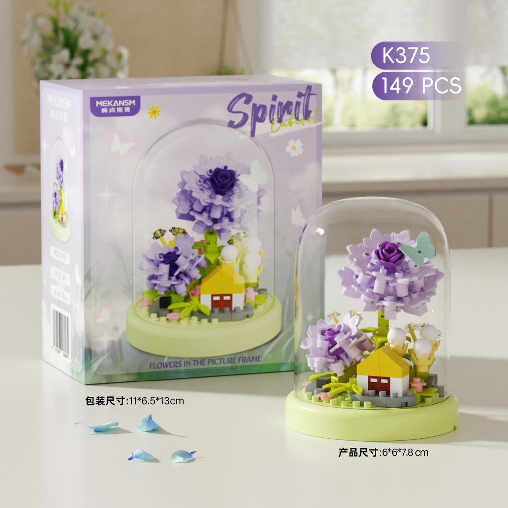 Bunte Mini-Blumen Haus Bausteine Mikro-Steine Pädagogisches Kinderspielzeug Geschenke für Weihnachten Neujahr Ornamente