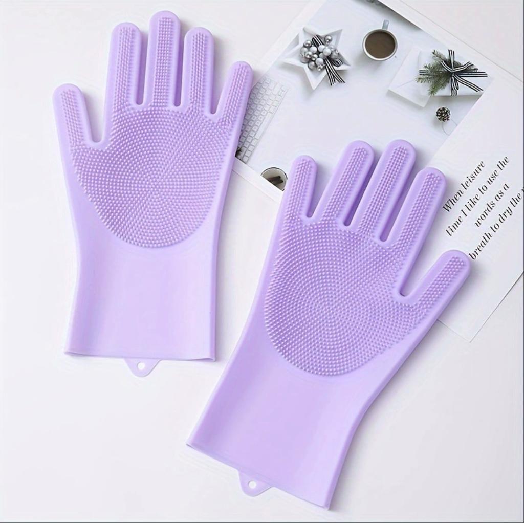 A Pair Dishwashing Gloves Kitchen Silicone Cleaning Gloves Magic Dish Washing For Household Scrubber Gloves