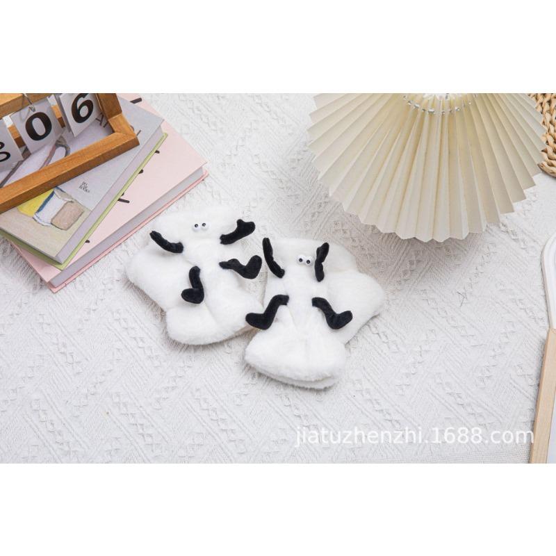 

Зимние мультяшные милые плюшевые перчатки брикеты для улицы езда горшок мальчик шея теплая девушка мода универсальные перчатки one size fits all белый