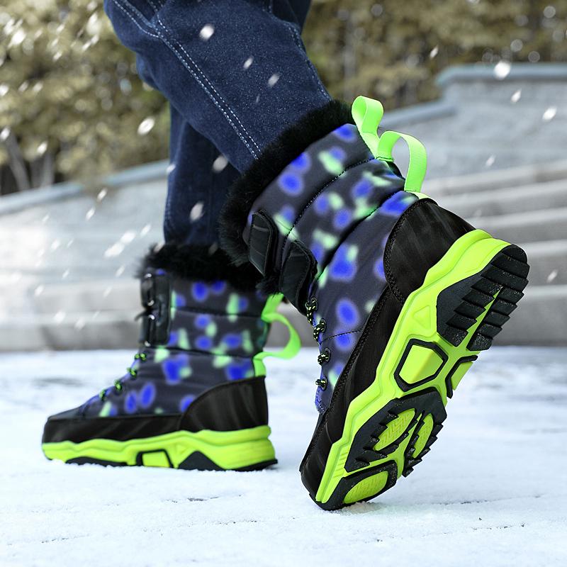 Winter Children's Plus Size Anti Slip Wear-resistant and Plush Warm Outdoor High Top Cotton Shoes Snow Boots