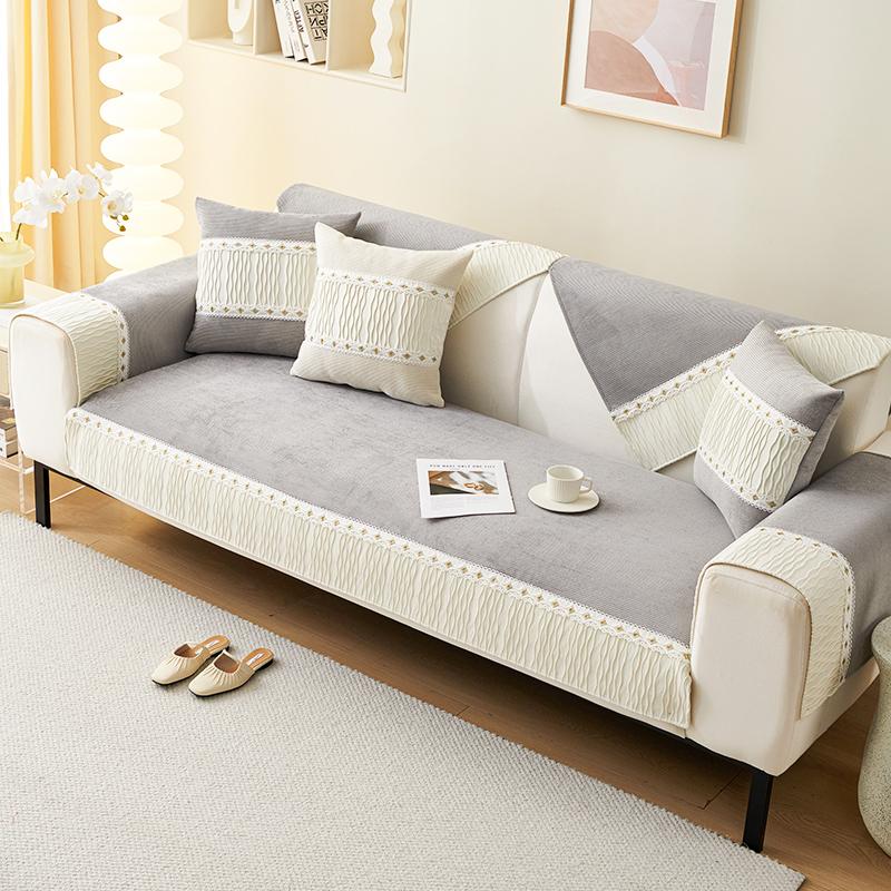Corduroy Non-Slip Sofa Cushion Four Seasons Universal Simple Solid Color Seat Cushion Autumn and Winter Solid Wood Sofa Cushion