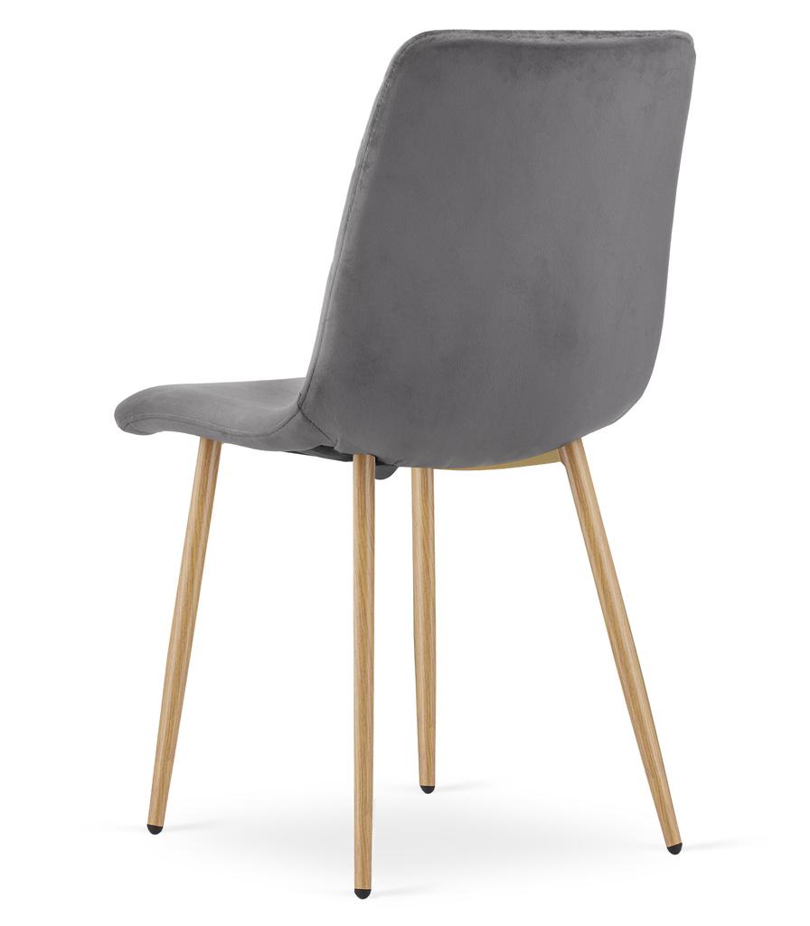 Turin Chair - Dark Grey Velvet / Wood-Coloured Legs X 2