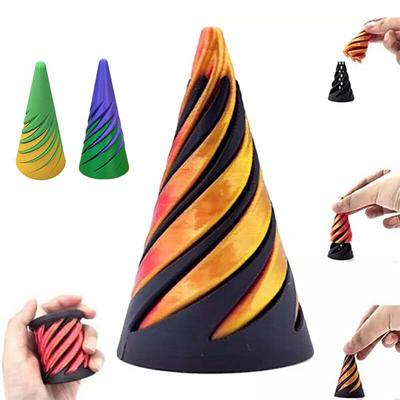 1PC Spiral Cone Fidget Toy 3D Printed Helix Screw Decompression Impossible Pyramid Passthrough Sculpture Decompression Ornaments