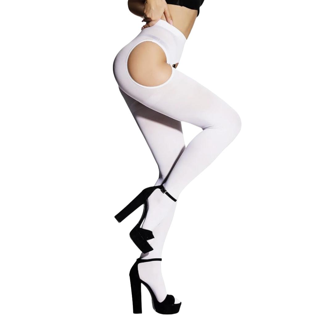 Neueste Sexy Schrittlose Strumpfhosen Schwarz Weiß Rot Leggings Warme Samt Bodystockings Für Damen Lady Geschenke open crotch white