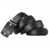 Men's PU Leather Ratchet Belt, Cool and Handsome Style, Adjustable Automatic Square Alloy Buckle Panel for Casual Business Wear
