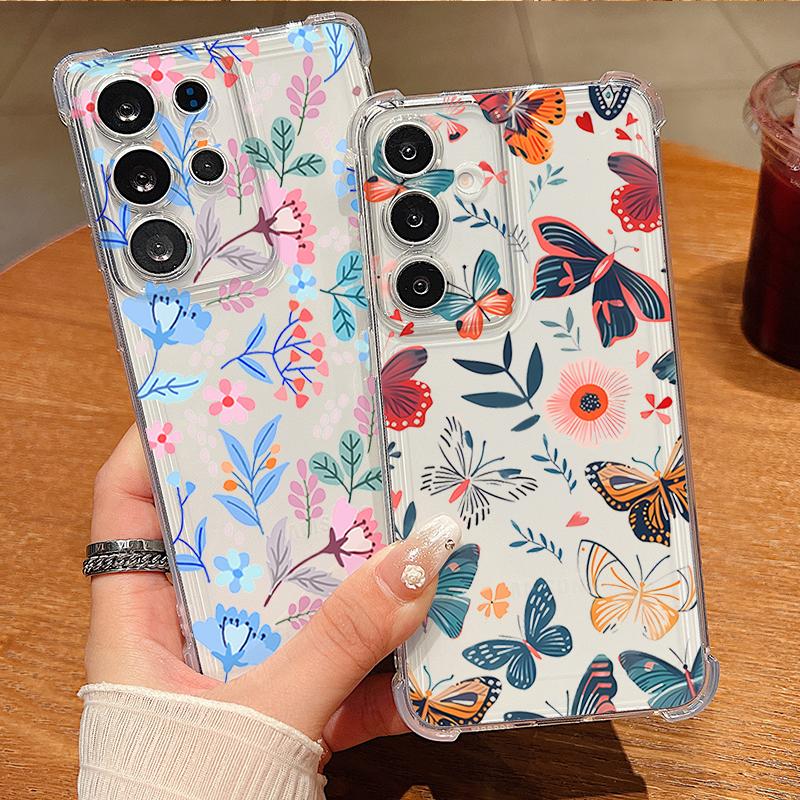Romantic Garden Pattern Phone Case For Samsung Galaxy S26 S25 S24 S23 Ultra S22 Plus S21 S24 S25 FE Clear Shockproof Soft Cover
