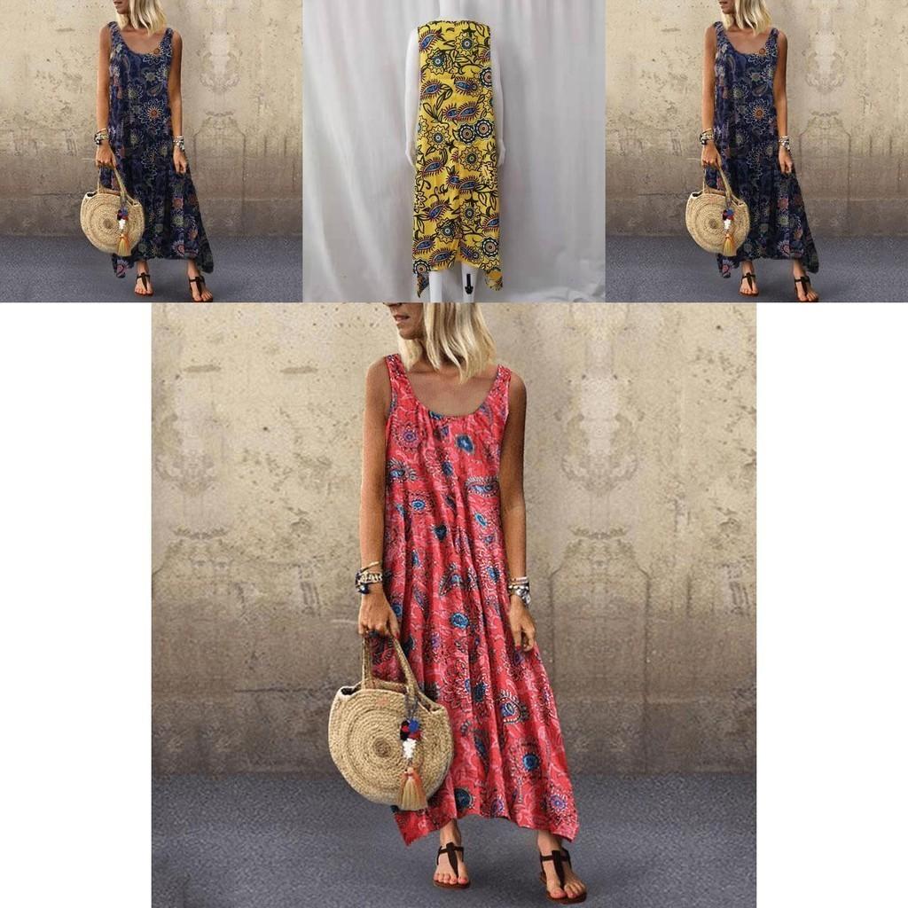 Elegante Kaftano Boho Lungo Senza Maniche Estivo da Donna per la Spiaggia