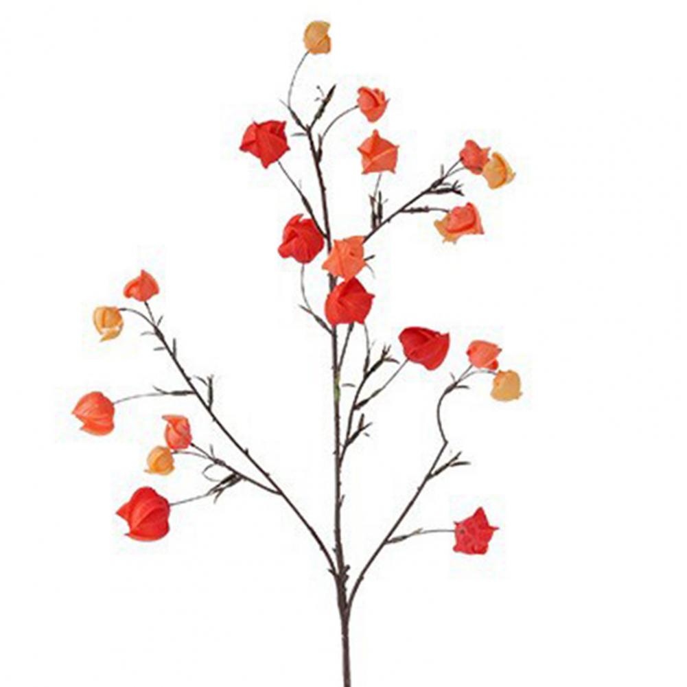 Artificial Lantern Flower Realistic Winter Fake Silk Flower Home Office Wedding Party Table Centerpiece Vase Faux Bloom Decor