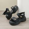 Mode CRLAYDK Damen Zehenfrei Doppelknöchelriemen Keilsandalen Mode Klettverschluss Verstellbare Sommer Pantoletten Strand Casual Plateau Schuhe