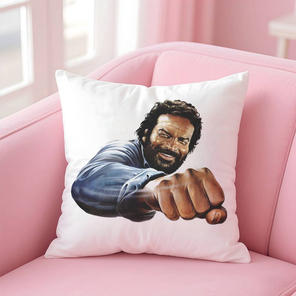 T-Terence Hill And Bud S-Spencer Pillow Case Anti-Dustmite Pillowcase Invisible Zipper Silky Short Plush Sofa Cushion Cover