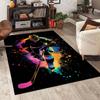 Bunte Illustration eines Hockeyspielers Teppich für Wohnzimmer Schlafzimmer Nachttisch Bodenmatte Garderobe Kinder Spielmatte Teppich
