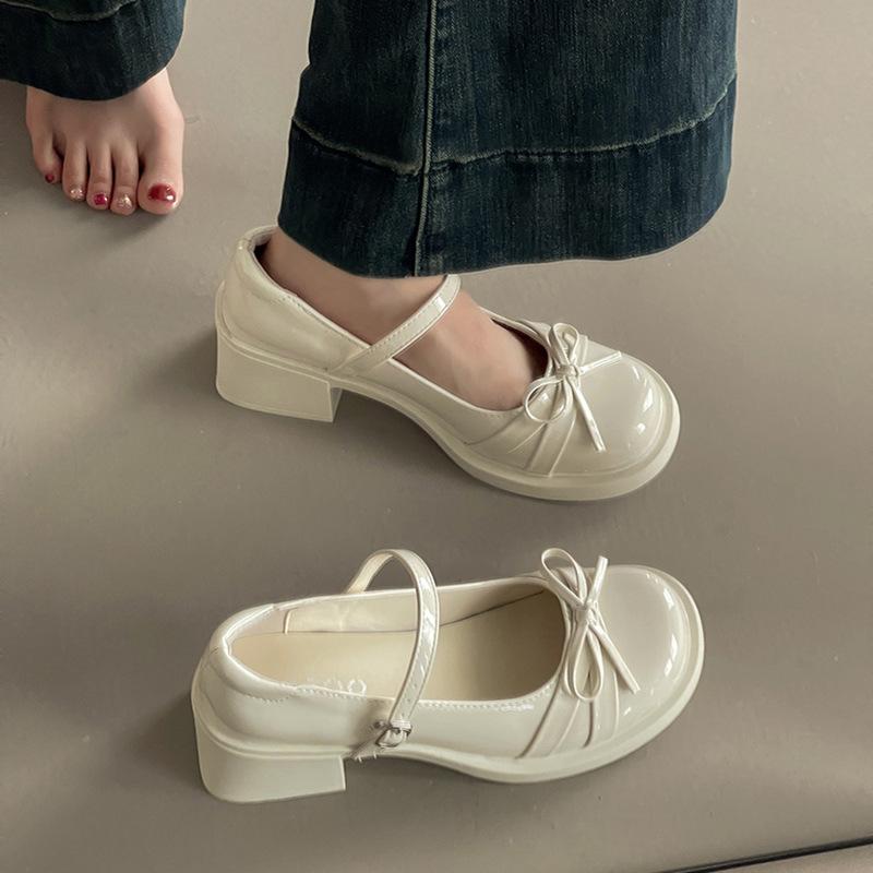 Fashion thick-soled heightening sweet bow shallow mouth versatile loafers summer 2025 new Mary Jane single shoes