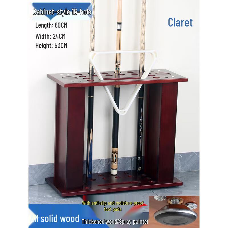 Solid Wood 16-Hole Billiard Cue Rack