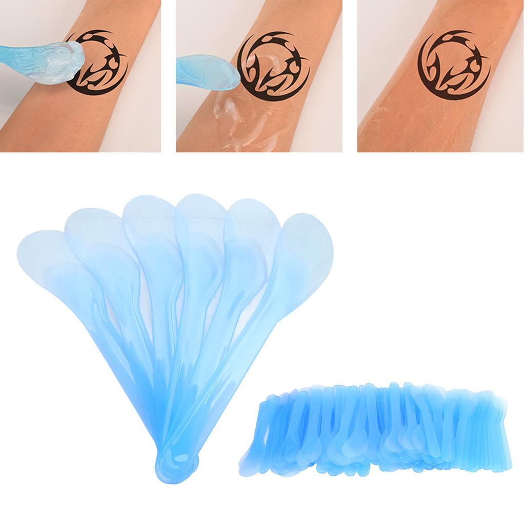 100pcs Cosmetic Spatula Plastic Disposable Hair Removal Cream Tattoo Repair Cream Spatula Blue