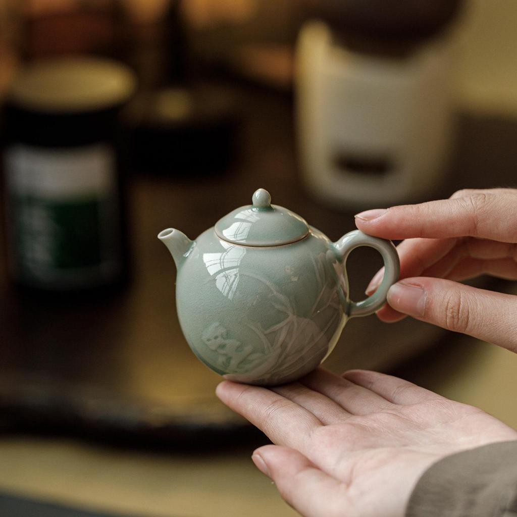 Guānlán Handcrafted Jade Cap Ceramic Teapot: High-Grade Gongfu Tea Brewing Set