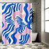 Blue White Pink Shower Curtain Bath Room Decor Waterproof Fabric Bathroom Accessories Pattern Home Decoration Modern Design Prin