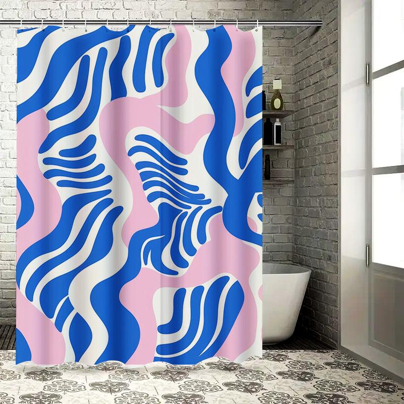 

Blue White Pink Shower Curtain Bath Room Decor Waterproof Fabric Bathroom Accessories Pattern Home Decoration Modern Design Prin 90x180cm