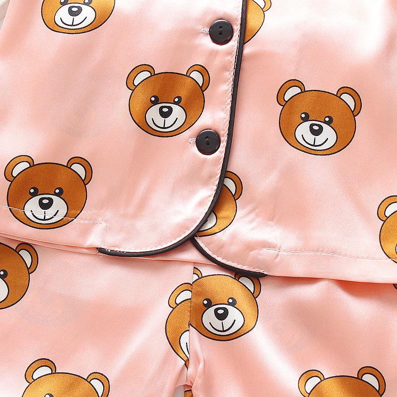 BB58 Mufurui Summer Kids' Silk Bear Cartoon Pajama Short Sleeve Two-Piece Set