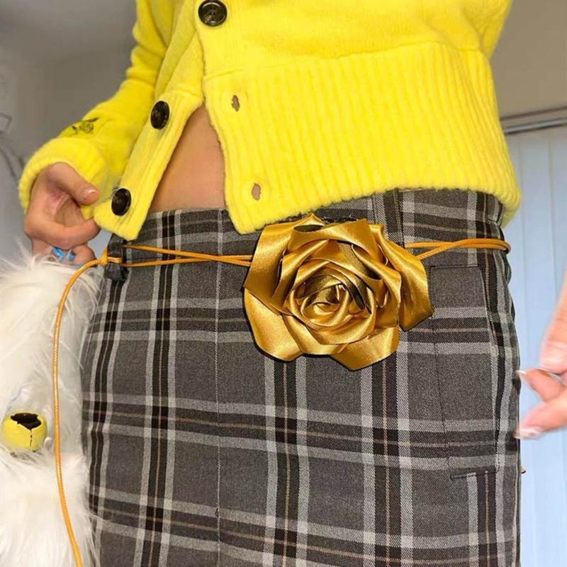 Naszyjnik Choker w stylu Boho Błękitny Kwiatowy Naszyjnik Łańcuszek na Talii Przesadzony Duży Kwiatowy Naszyjnik na Sznurku Biżuteria dla Kobiet Dziewcząt