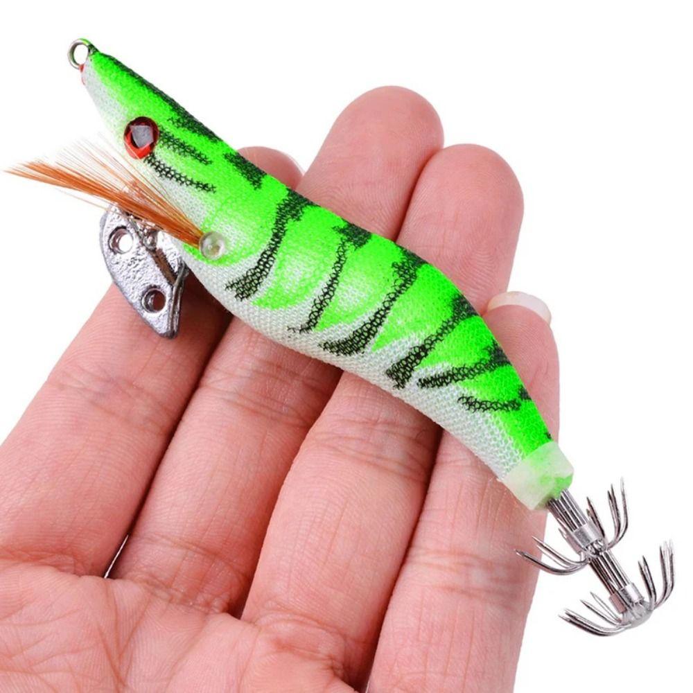 5Pcs 3D Eyes Luminous Squid Fishing Lure Durable Artificial Squid Jig Hook  Saltwater Fishing