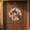 Front Porch Hanging Sign Wooden Halloween Door Sign, Cute Puppy Witch Hat Pumpkin Boo Festive Home Ornament Hanger, Fall Maple Leaf Wall Decor
