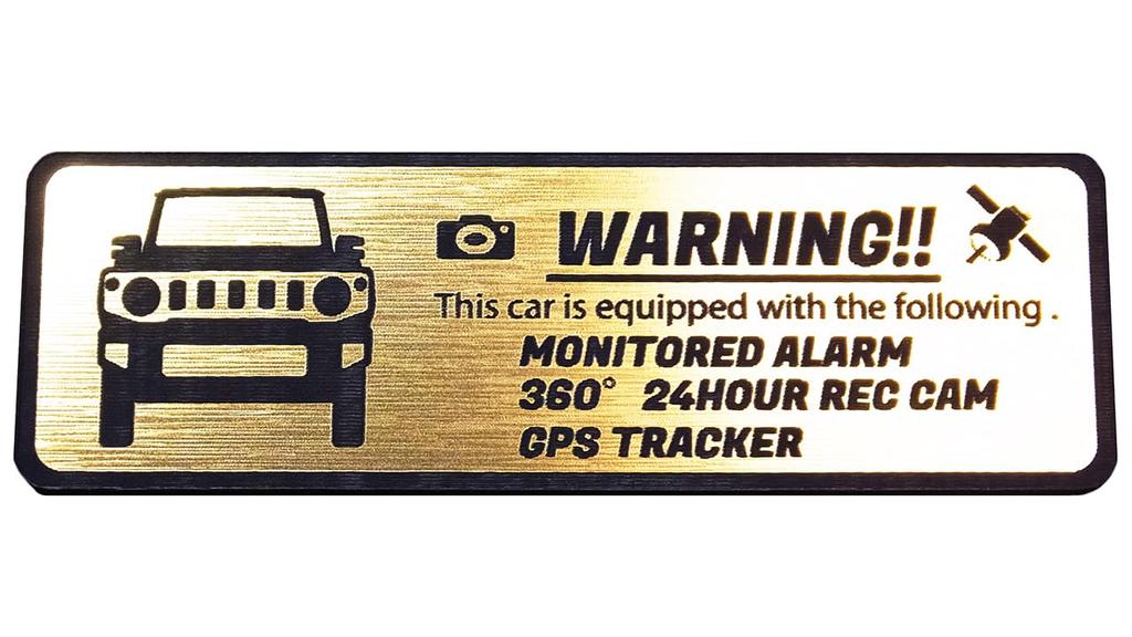 Honami Works JB64 Jimny Security Emblem 24 Hour Surveillance Dash Cam GPS Tracker Sticker (Gold)