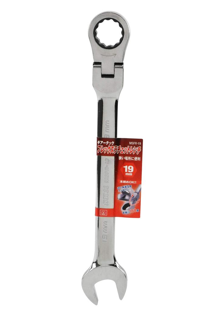 SK11 Gear Tech Flex Ratchet Swivel Wrench, Type, 19mm, MSFR-19