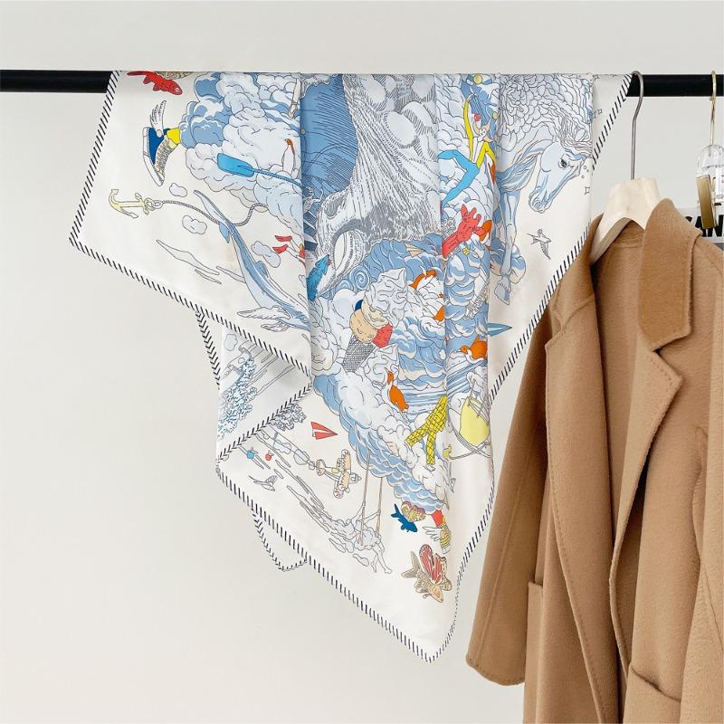 

Весна Новый Юньсян Кантри 90 Принтованный Шелковый Платок Женский Премиальный Универсальный Шелковый Квадратный Платок Шаль Подарки 90cm