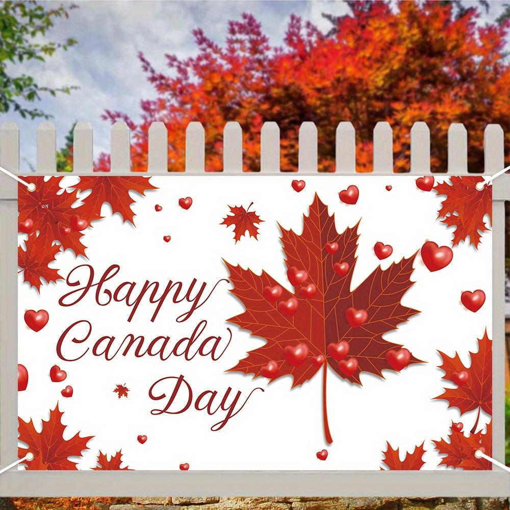 1pc, 2D flat, Canadian patriotic flag banner, patriotic decoration, red maple leaf and heart design, holiday home decoration, ws 180x110CM