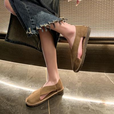 Fashion Retro Soft Closed Toe Sandals for Women Luxury Sandals Summer Slip On Summer Beach Sandals Genuine Leather Ladies Sandal