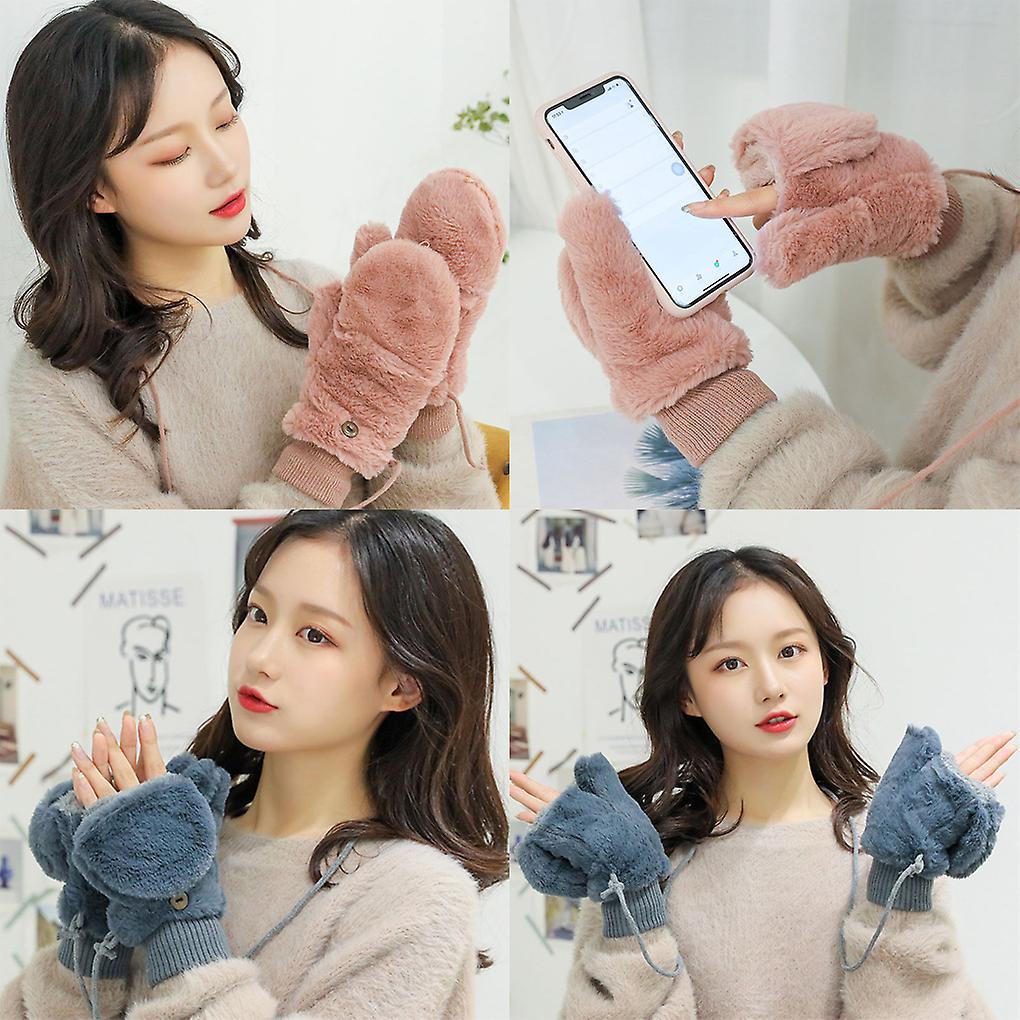 Warming Glove with Neck Strap Mittens Windproof Thickened Gloves Accessory