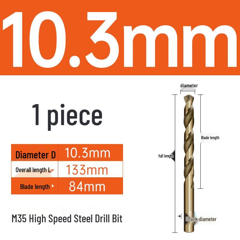 M35 Cobalt Twist Drill Bits Set for Stainless Steel, High Hardness, Straight Shank, Hand & Electric Drills