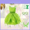 Fantasia Fada da Flor Verde Tinker Bell Tecido de Fibra de Poliéster Ideal Para o Dia das Crianças Halloween Role Play
