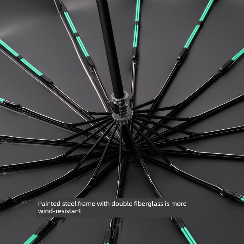 Large Umbrella for Men, Reinforced and Thickened, Sturdy and Wind-Resistant, Dual-Purpose for Sun and Rain, Manual Folding, Black Coating for Sun