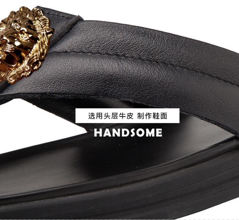 New Men's Flip-flops Men's Leather Flip-flops Women's Beach Shoes High-end JHGCCL Sandals