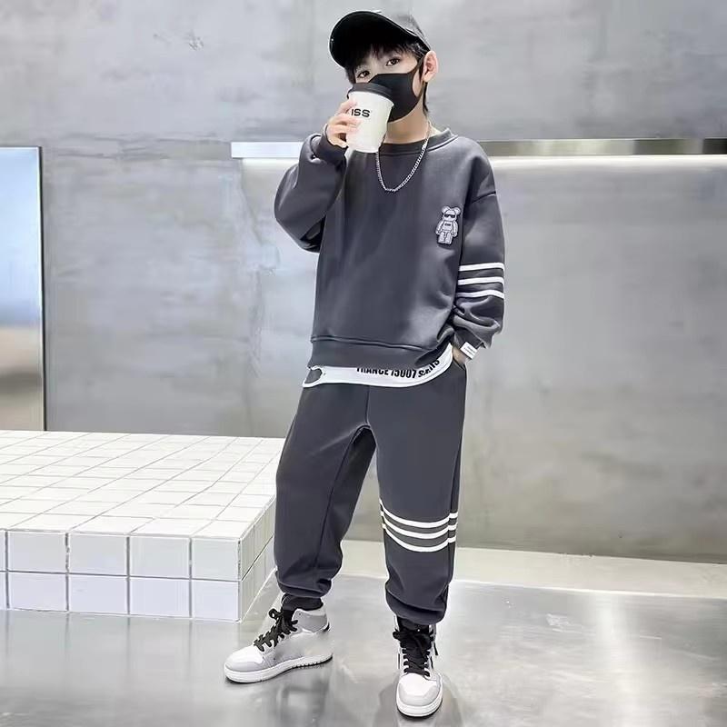 Boys' Spring and Autumn Suits Big Children's Spring and Autumn Clothes Western Style Boys' Casual Sweaters Two-piece Trend