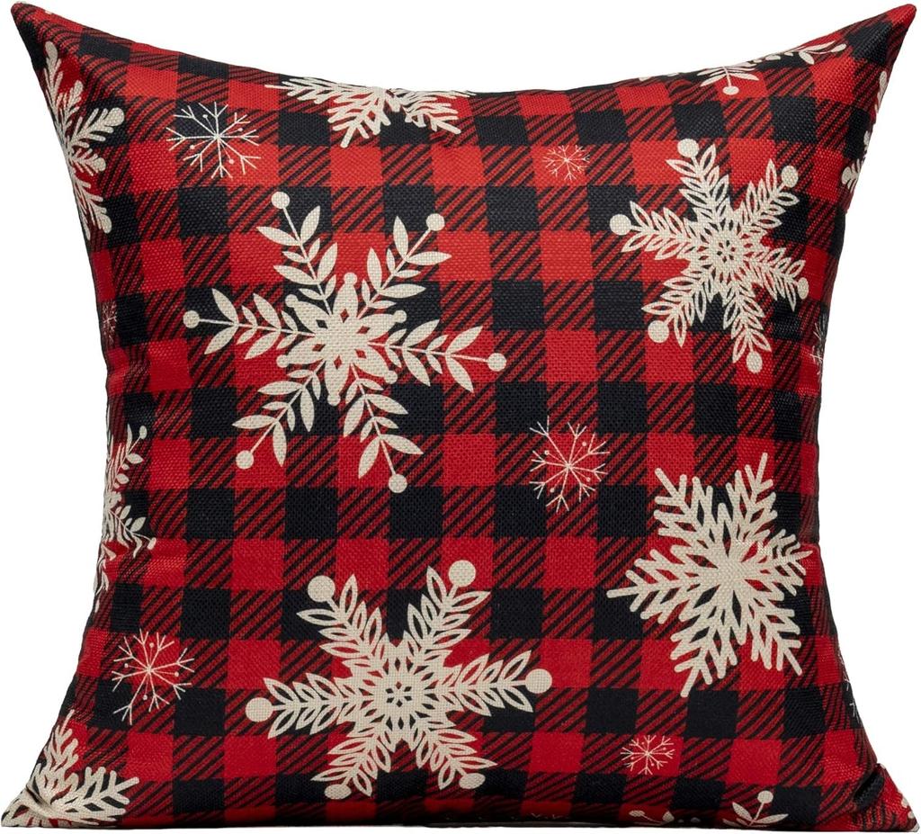 Weihnachts-Plaid Kissenbezug, Kissenhülle mit LKW & Hirsch & Schneeflocken-Druck für Heimdekoration