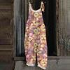 Women's Romper Print Casual Loose Cotton Linen Overalls