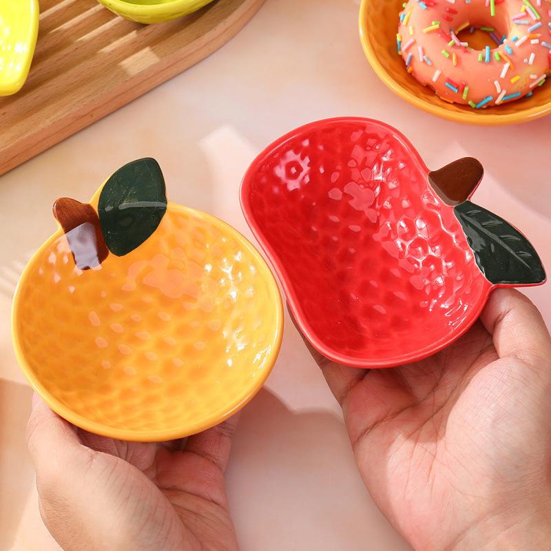 BRCartoon Fruit Platter Candy Bowl Porcelain Sauce Dish Orange Seasoning Appetizer Tableware Dipping Sauce Seasoning Small PlatesEY